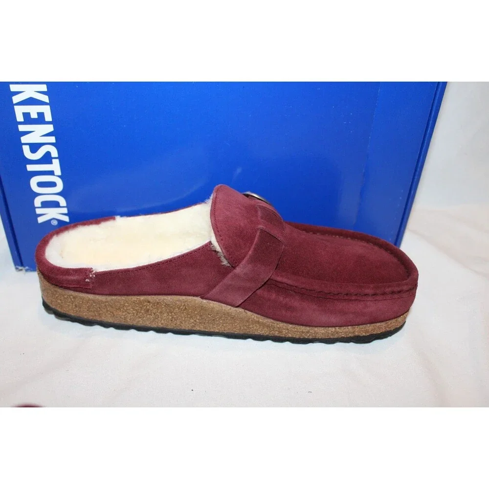 BIRKENSTOCK WOMEN SUEDE SHEARLING BUCKLEY SANDALS EU 38 US 7 MAROON NARROW - Picture 5 of 7